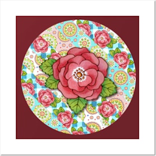 Mandala and Rose Stripe Posters and Art